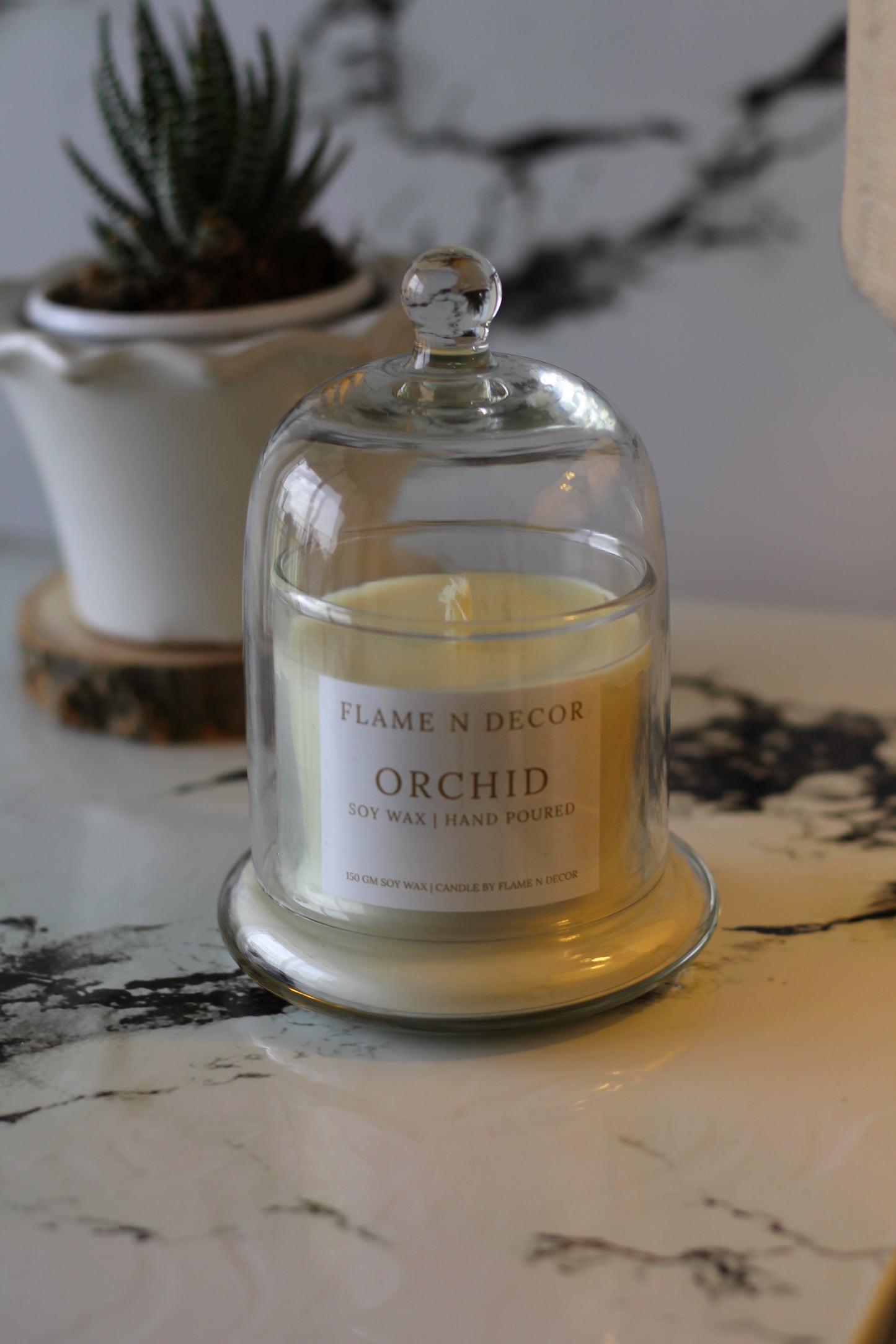 Bell Jar with Glass Dome | Orchid Soy Candle