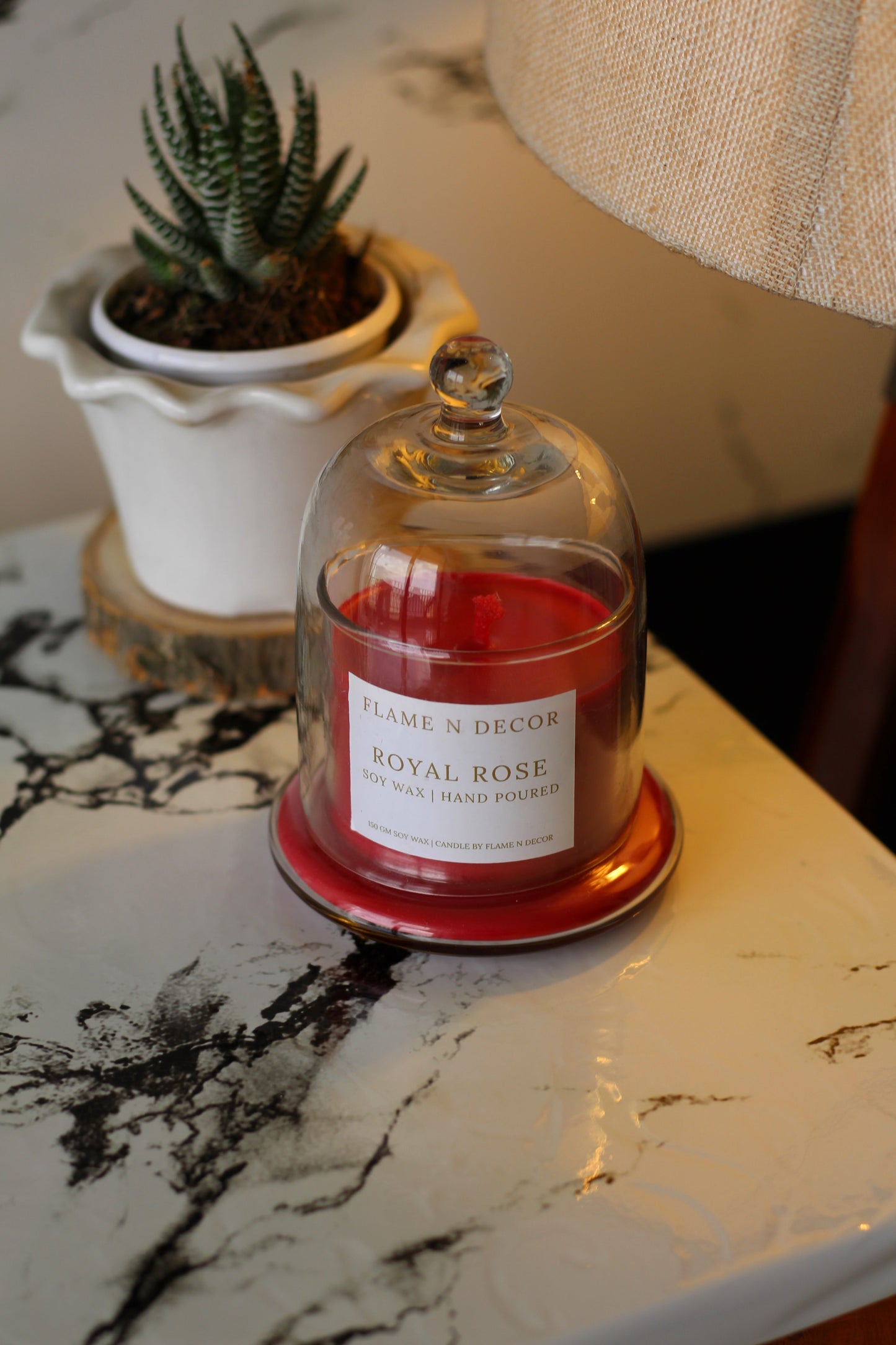 Bell Jar Candle With Glass Dome | Royal Rose Soy Candle
