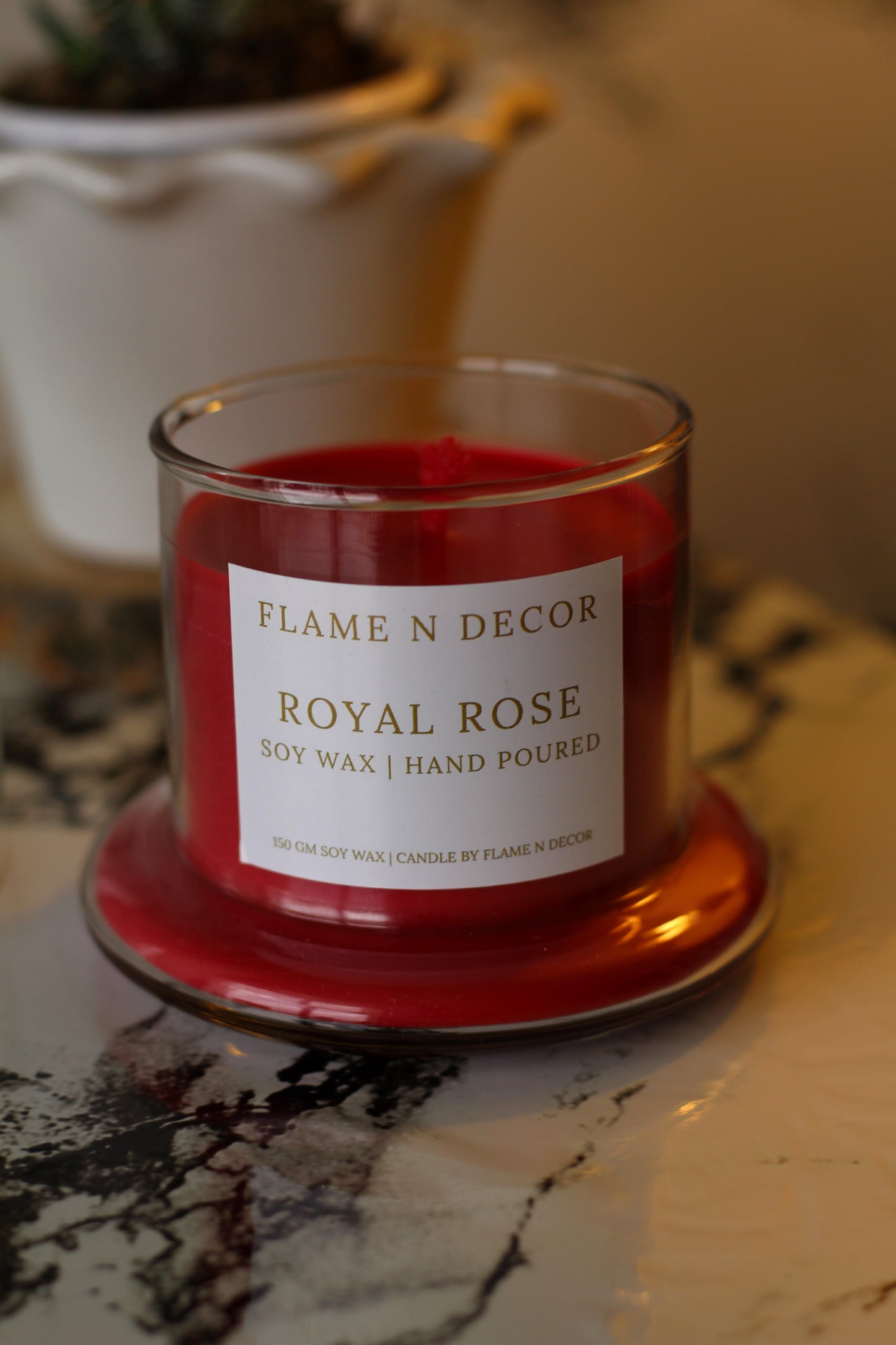 Bell Jar Candle With Glass Dome | Royal Rose Soy Candle
