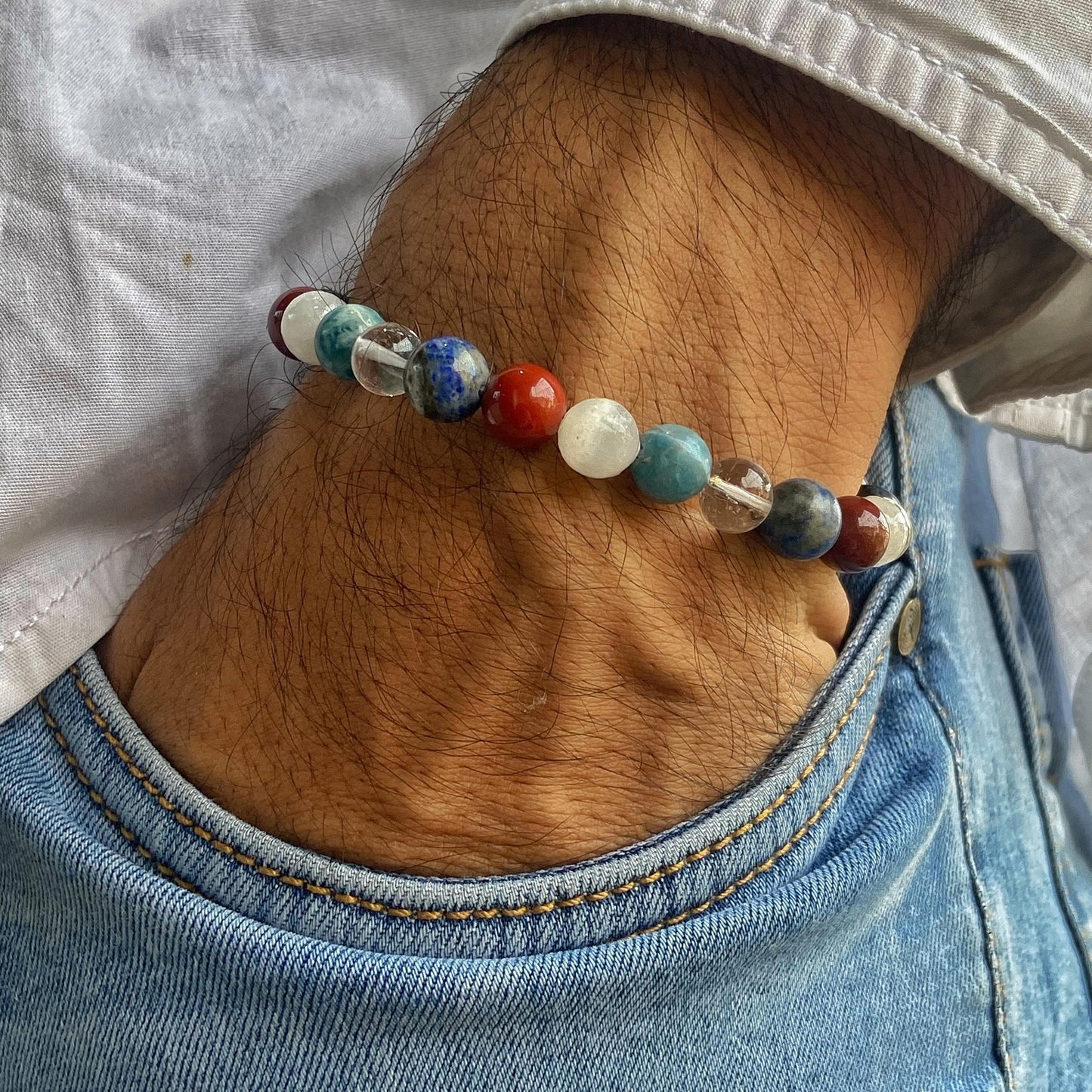 Gemini Zodiac Bead Bracelet Crystal & Stones