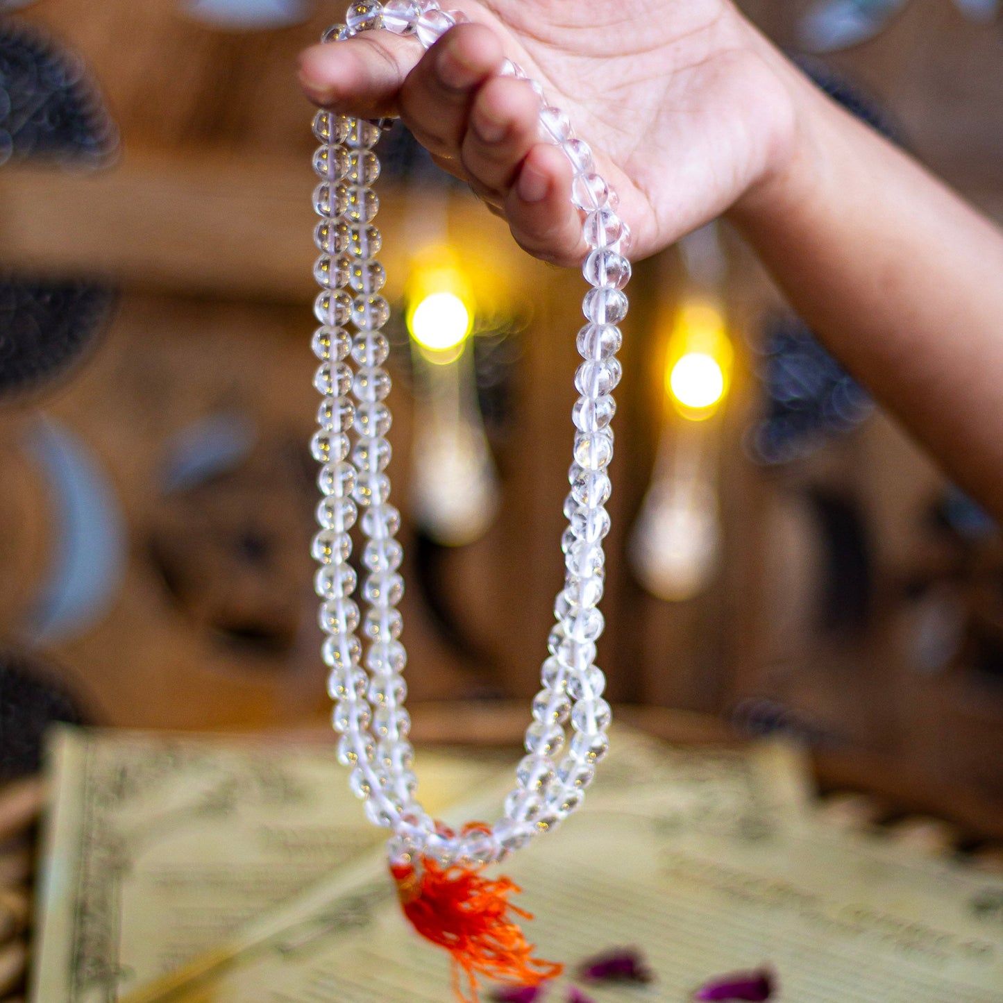 Clear Quartz Jaap Mala | 8Mm Beads Crystal & Stones