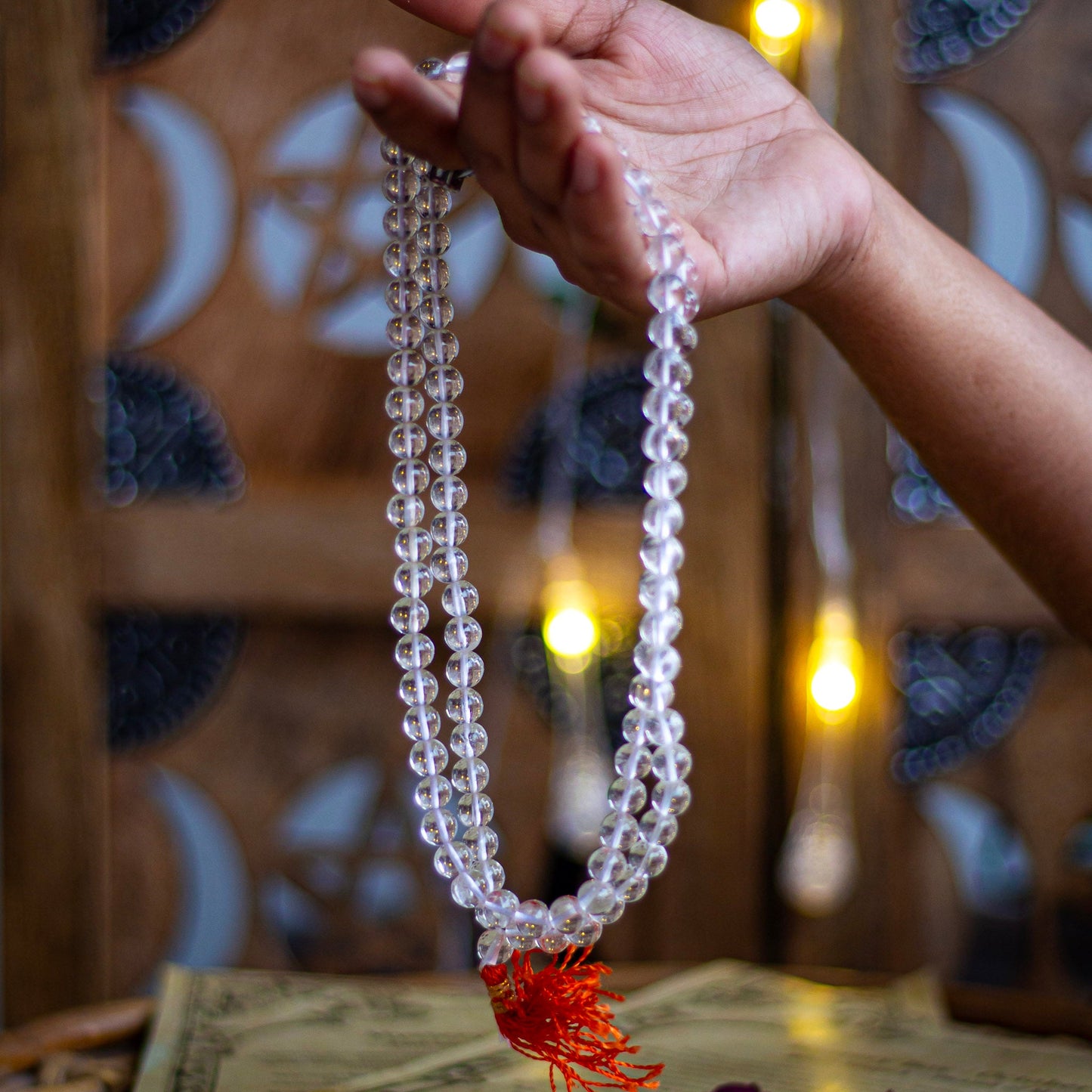 Clear Quartz Jaap Mala | 8Mm Beads Crystal & Stones