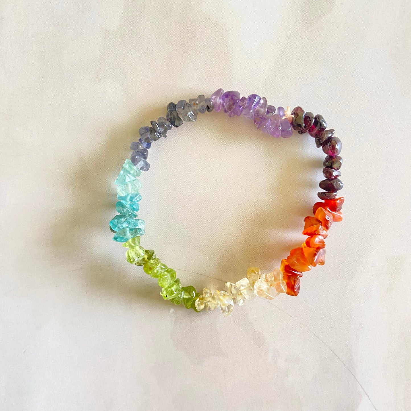 Seven Chakra Chips Bracelet Crystal & Stones