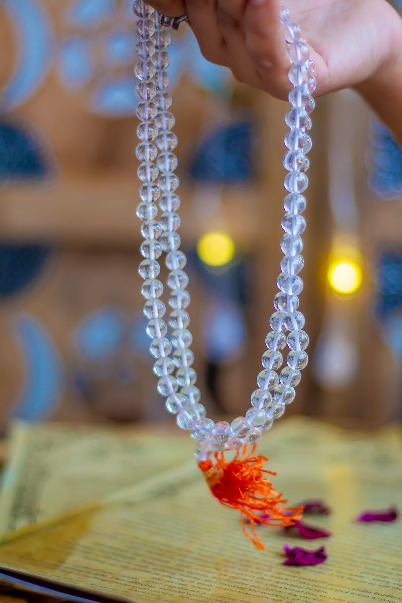 Clear Quartz Jaap Mala | 8Mm Beads Crystal & Stones
