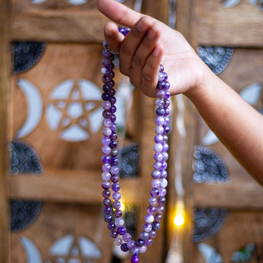 Amethyst Jaap Mala | 8Mm Beads Crystal & Stones