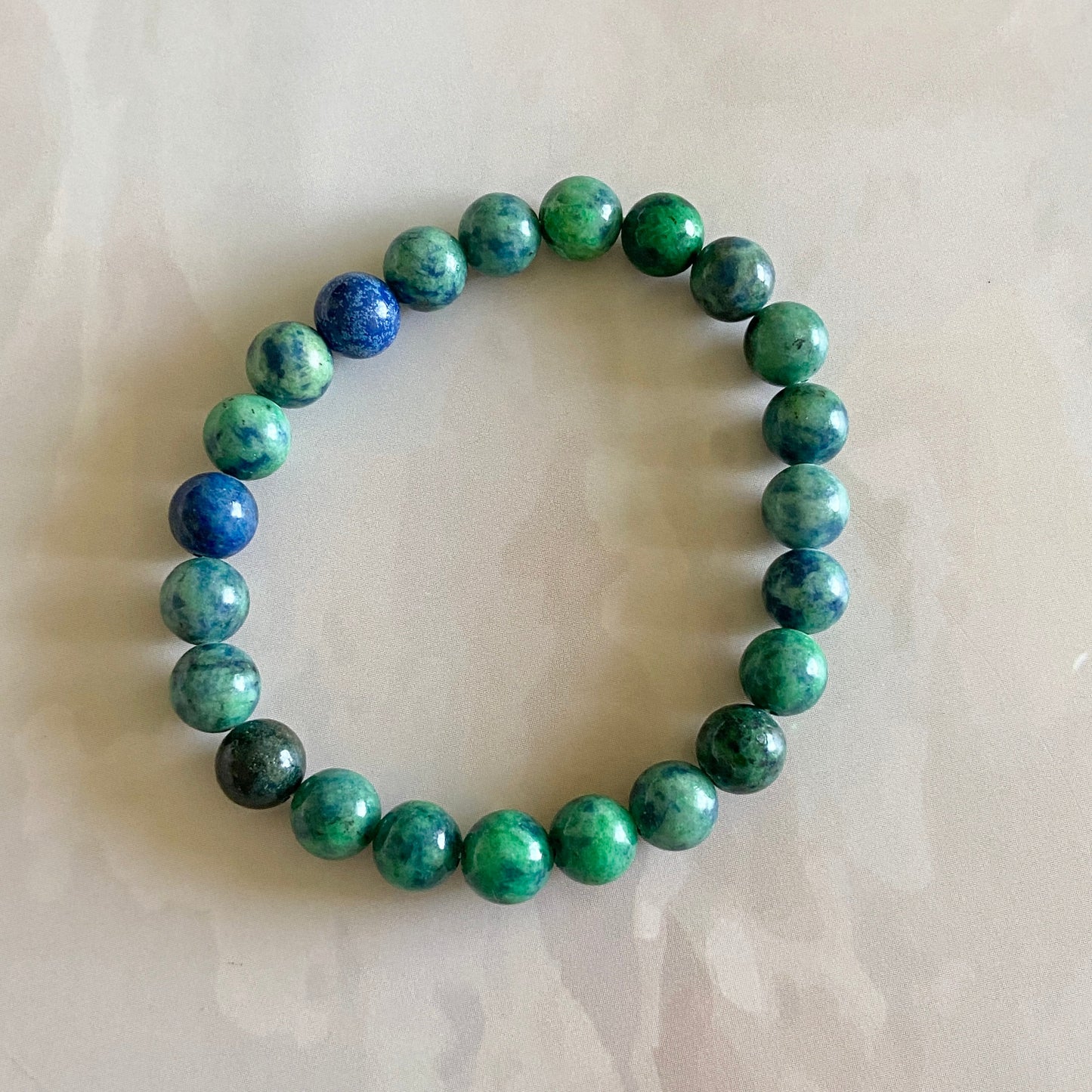 Azurite-Malachite Bead Bracelet | Intuition Creativity Dissolve Anxiety Crystal & Stones