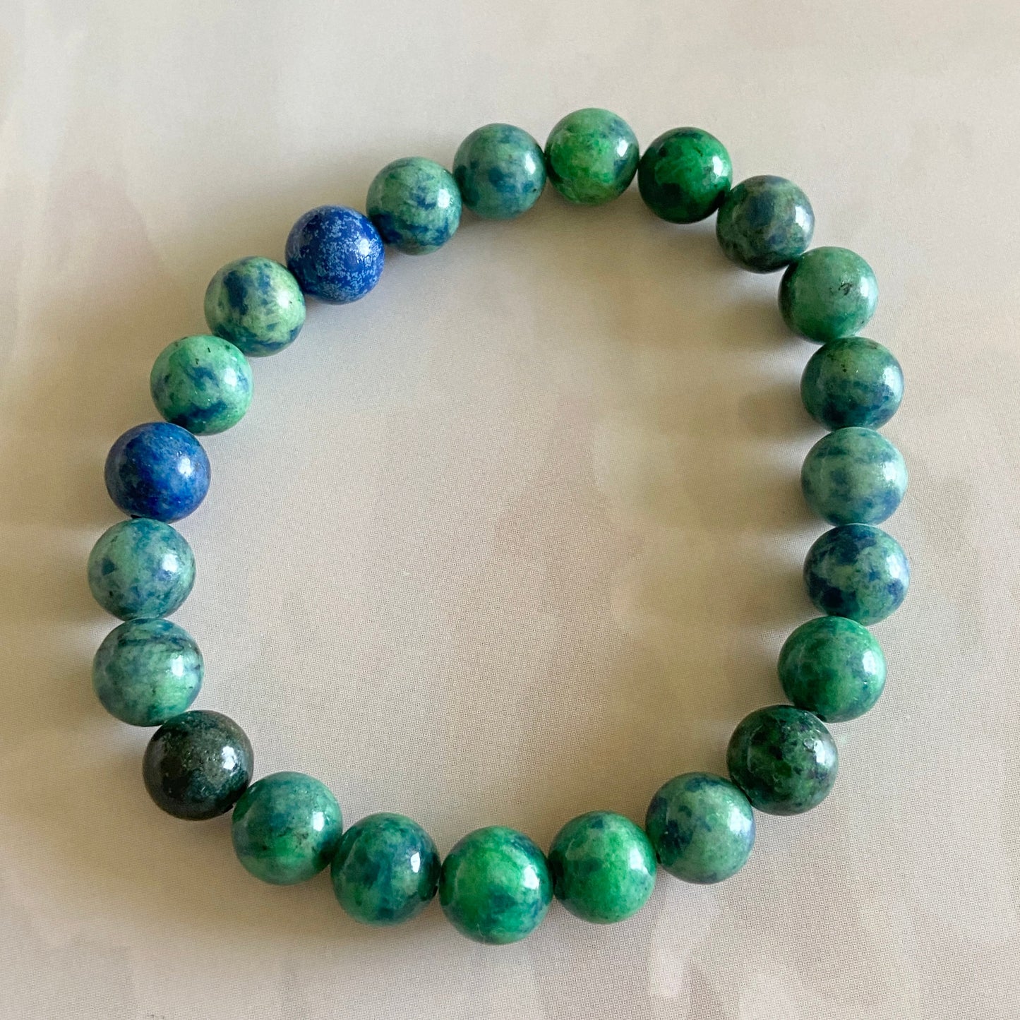 Azurite-Malachite Bead Bracelet | Intuition Creativity Dissolve Anxiety Crystal & Stones