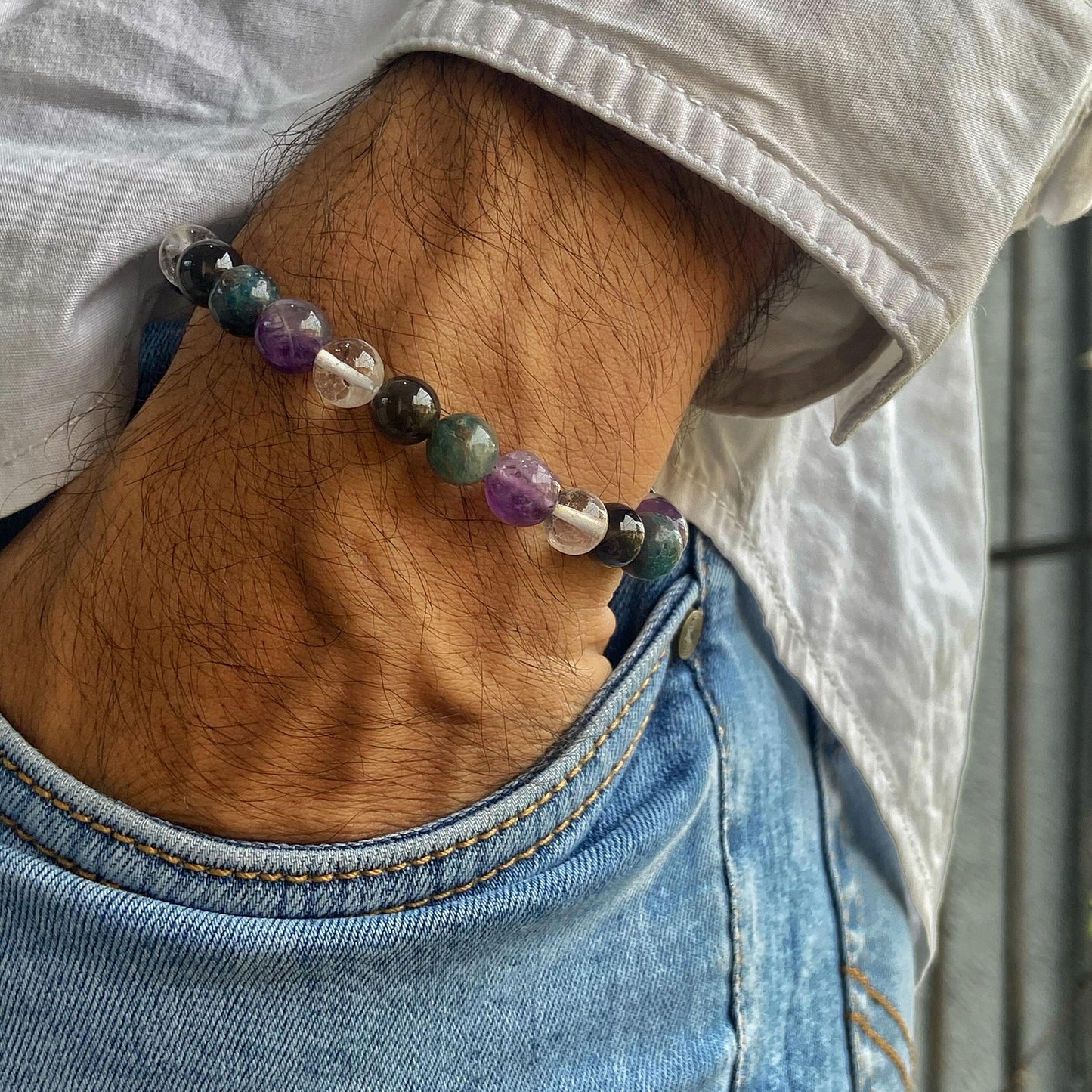 Aries Zodiac Bead Bracelet Crystal & Stones