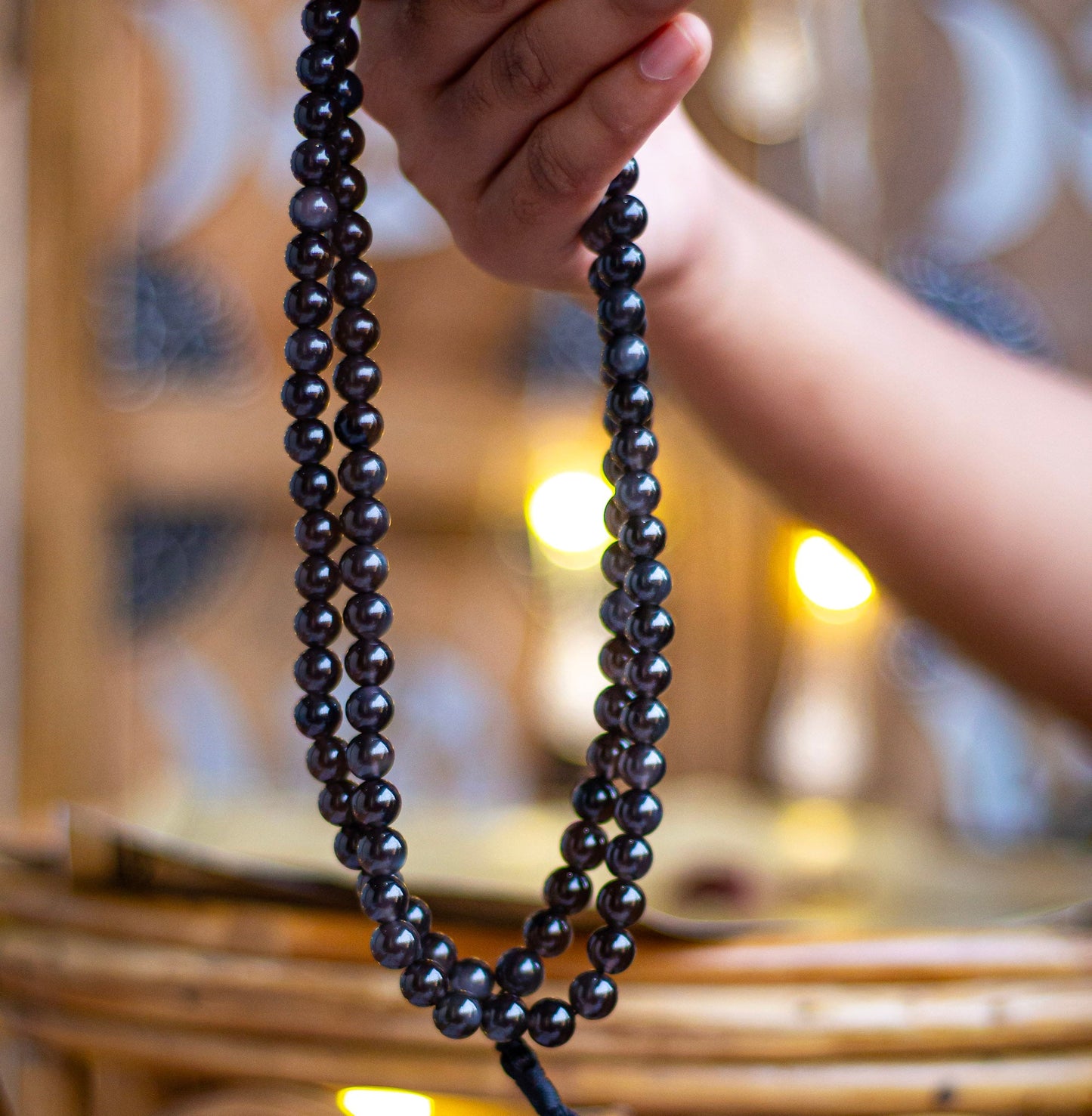 Black Tourmaline Jaap Mala | 8Mm Beads Crystal & Stones