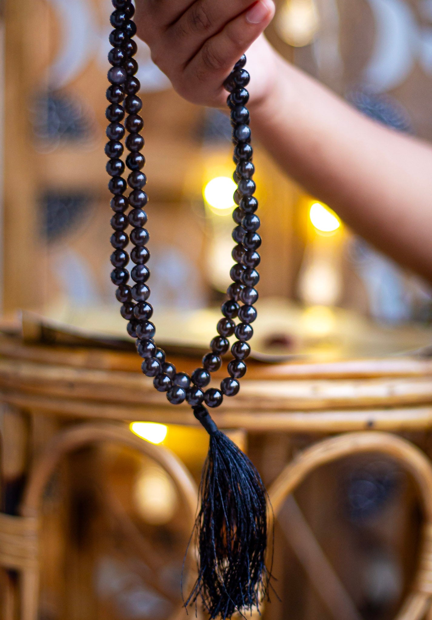 Black Tourmaline Jaap Mala | 8Mm Beads Crystal & Stones