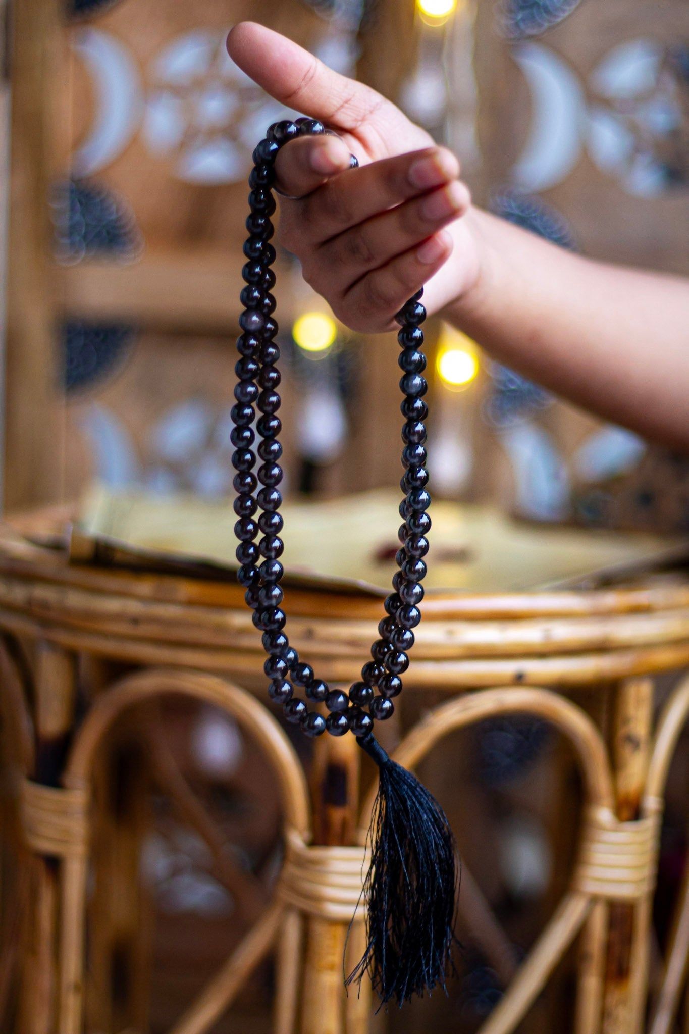 Black Tourmaline Jaap Mala | 8Mm Beads Crystal & Stones