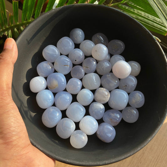 Blue Chalcedony Tumble | Balances Throat Chakra & Enhance Communication Skills Crystal Stones