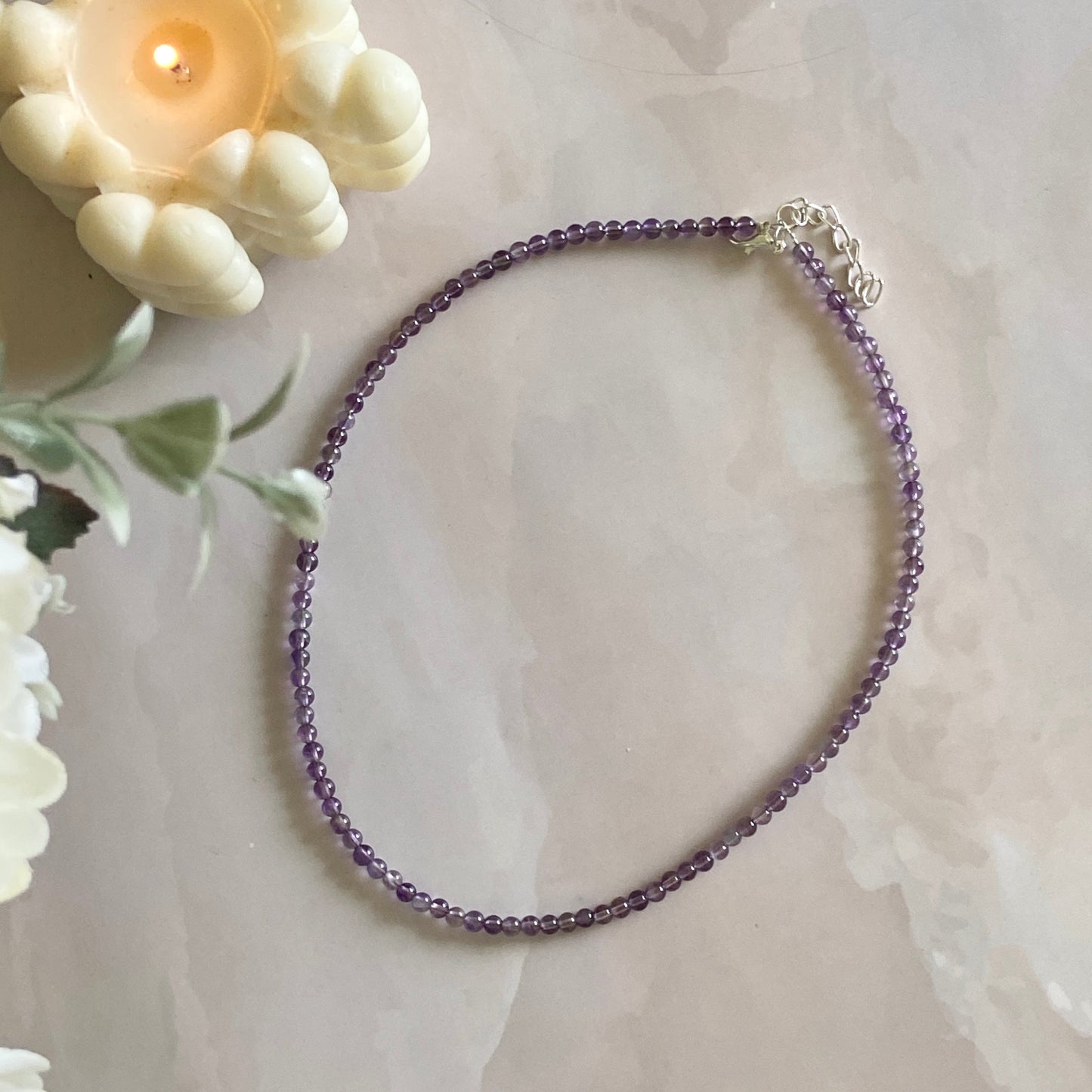 Amethyst Mini Beads Necklace | Third Eye & Crown Chakra Crystal Stones
