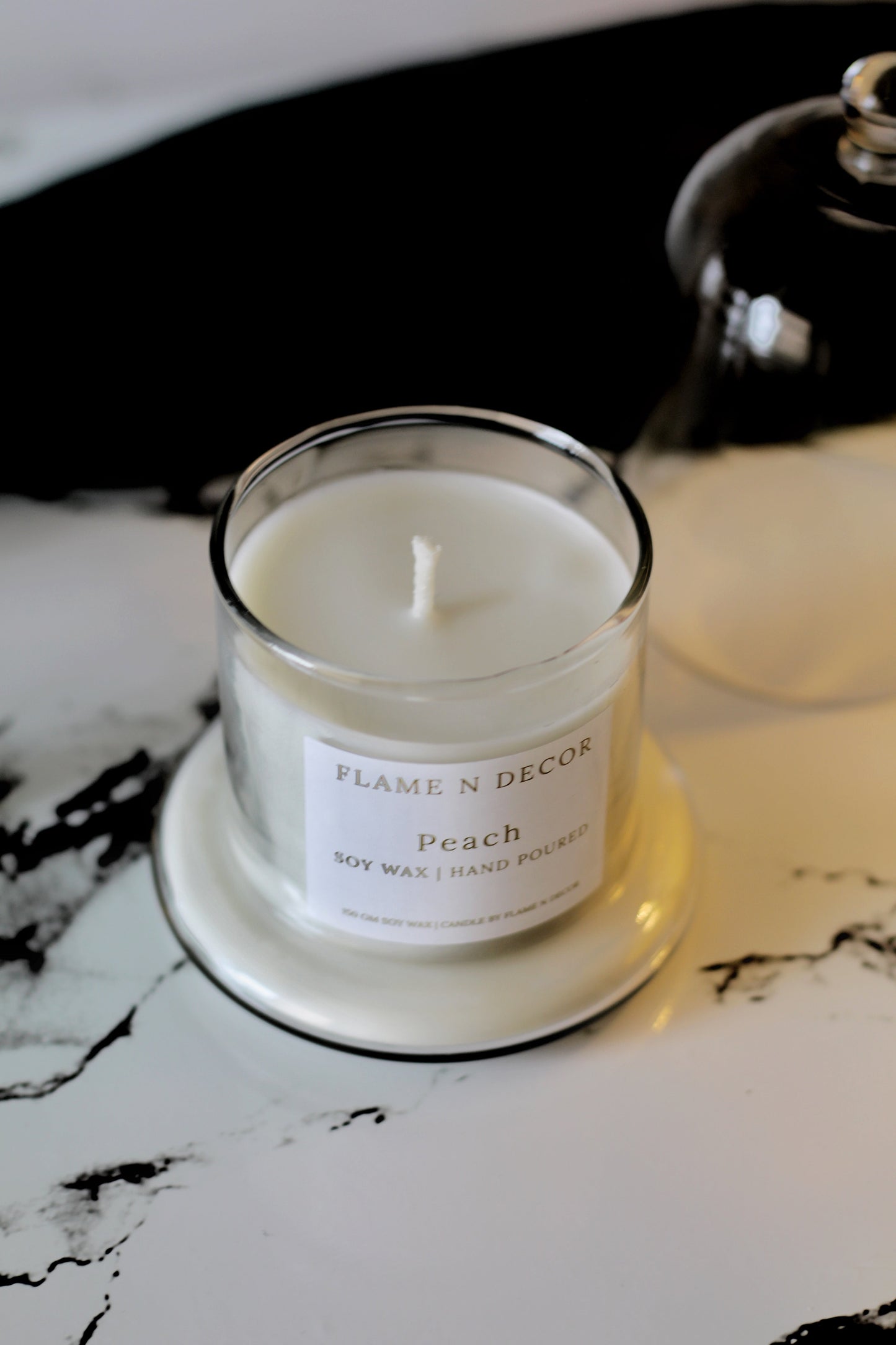Bell Jar Candle With Glass Dome | Peach Soy Candle