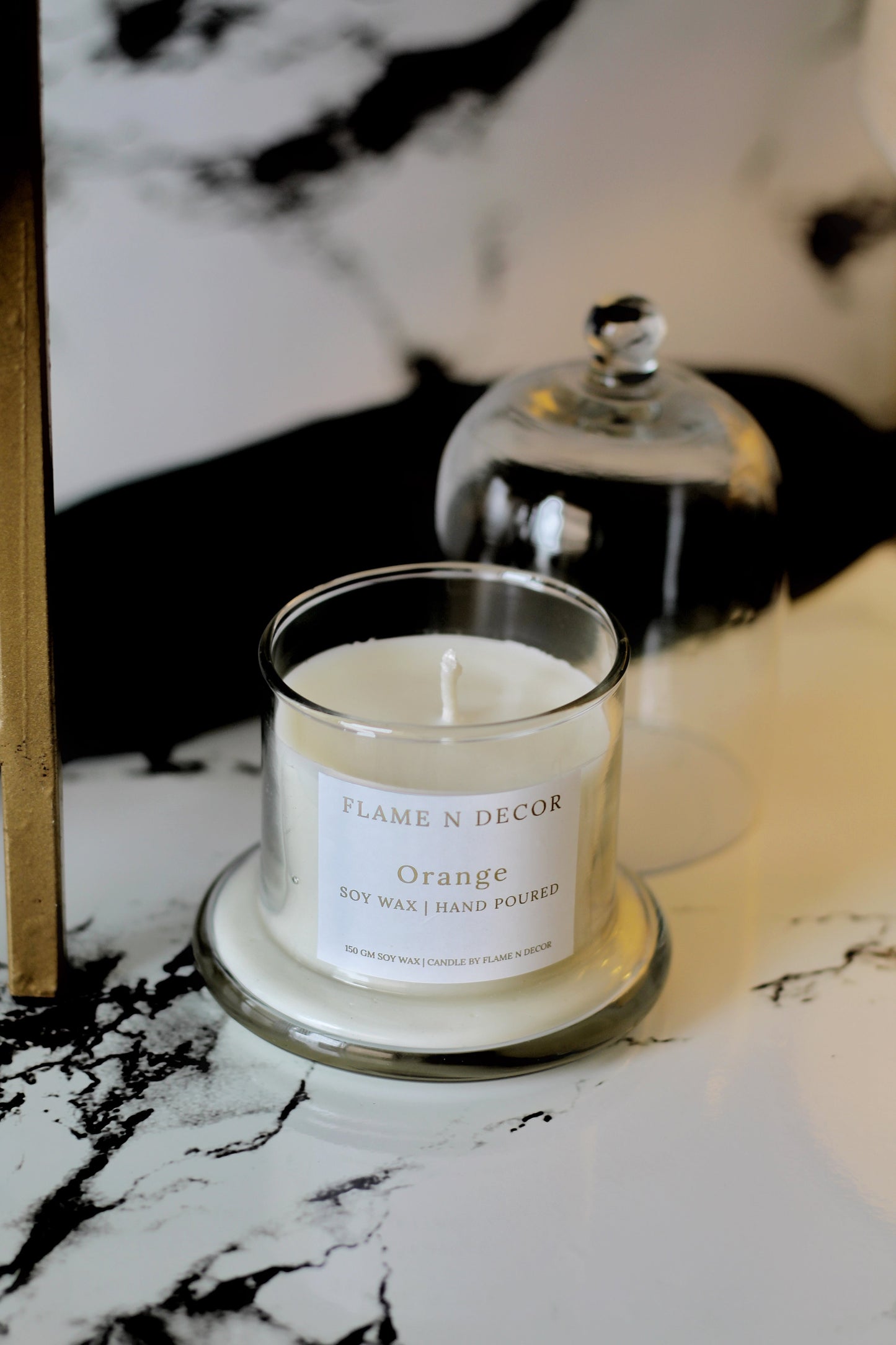 Bell Jar with Glass Dome | Orange Soy Candle