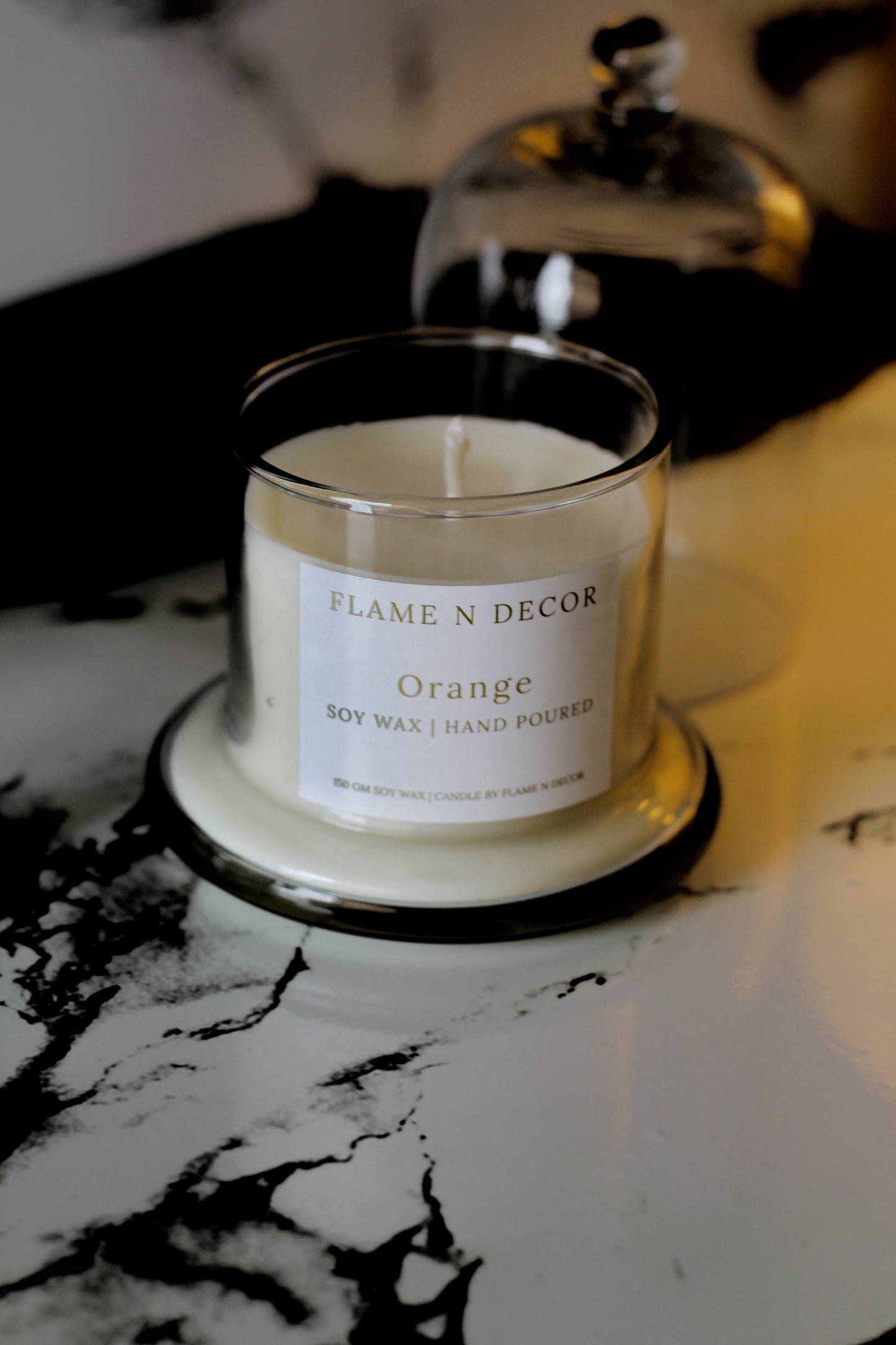 Bell Jar with Glass Dome | Orange Soy Candle