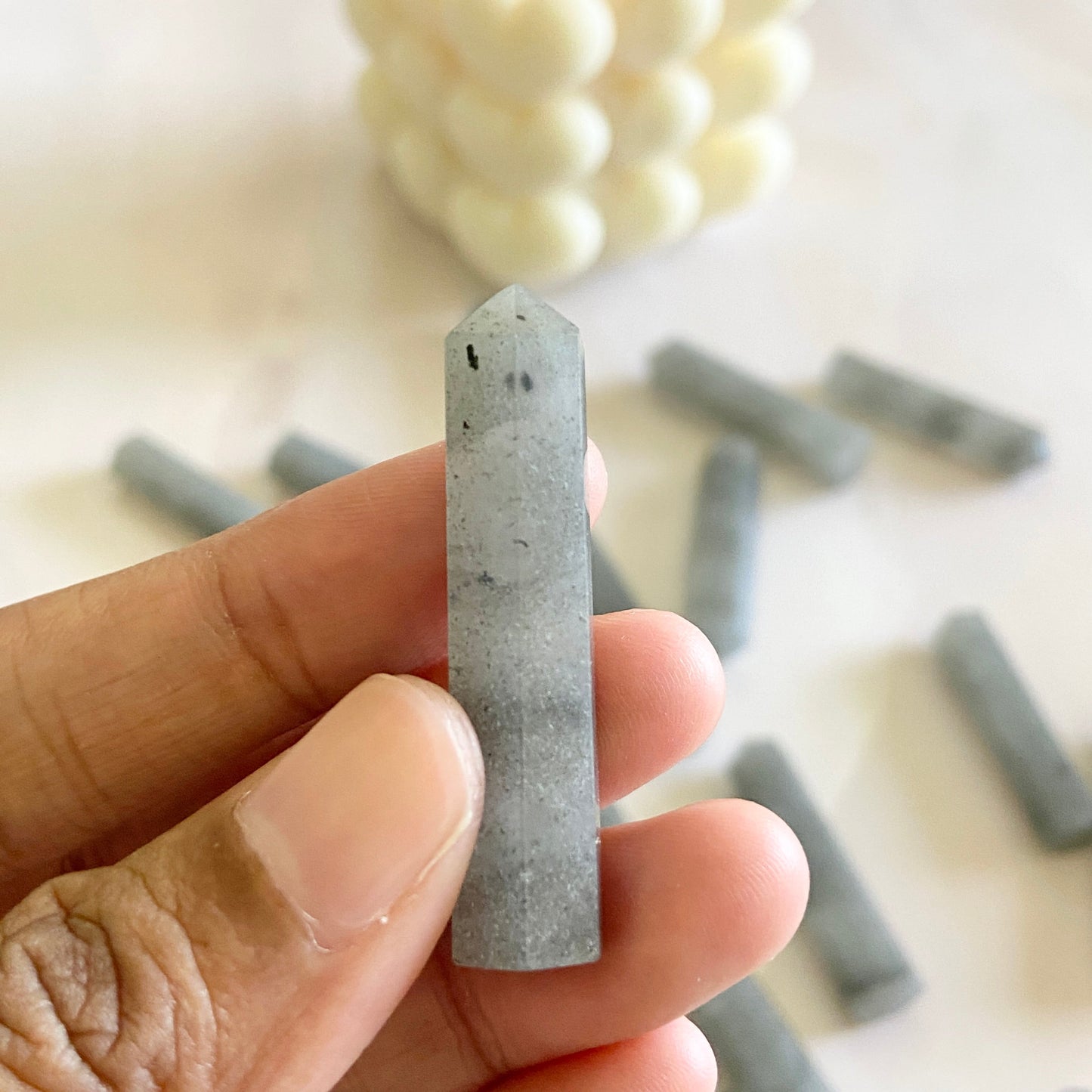 Grey Agate Mini Pencil Point Crystal & Stones