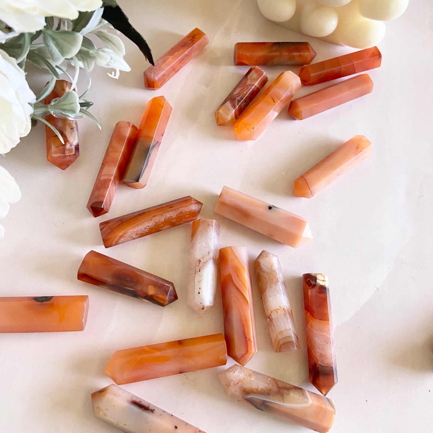 Orange Carnelian Mini Pencil Point Crystal & Stones