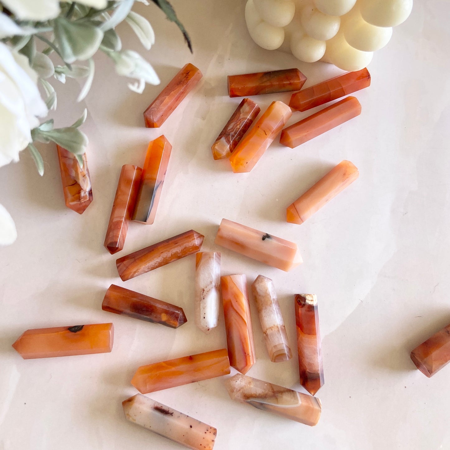 Orange Carnelian Mini Pencil Point Crystal & Stones