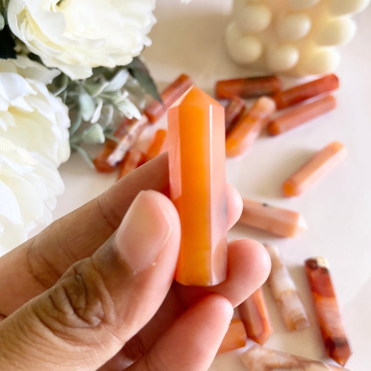 Orange Carnelian Mini Pencil Point Crystal & Stones
