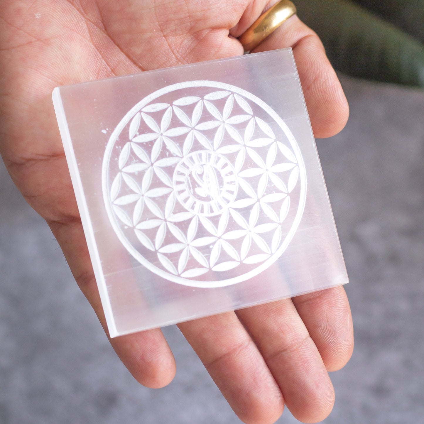 Selenite Charging Plate With Eye Of Horus | Crystal