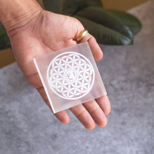 Selenite Charging Plate With Eye Of Horus | Crystal