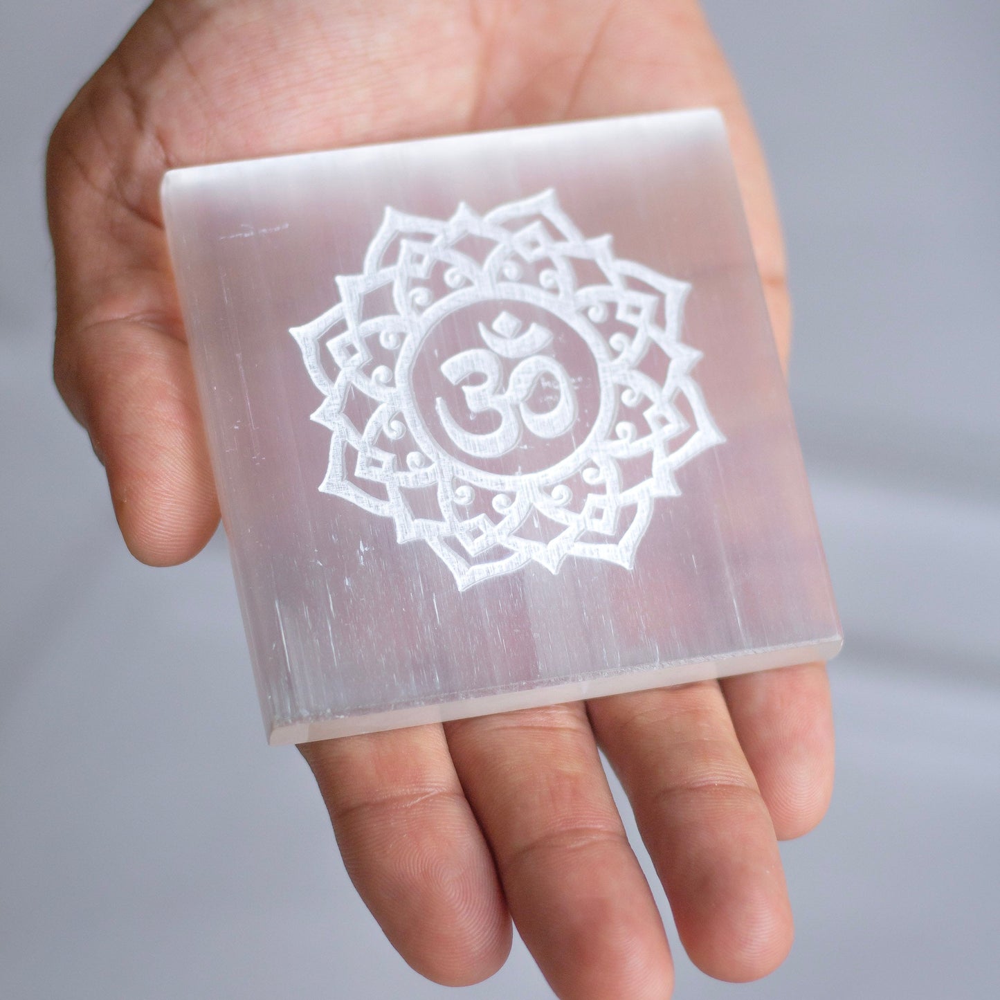 Selenite Charging Plate With The Symbol Of Om | Crystal