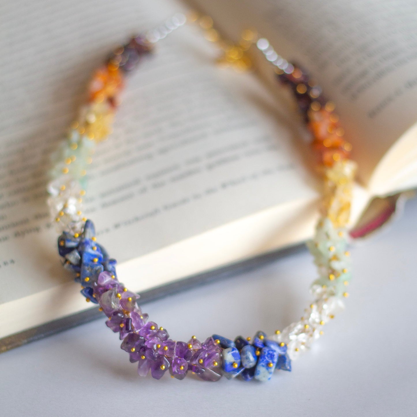 Seven Chakra Crystal Chips Necklace Jewellery