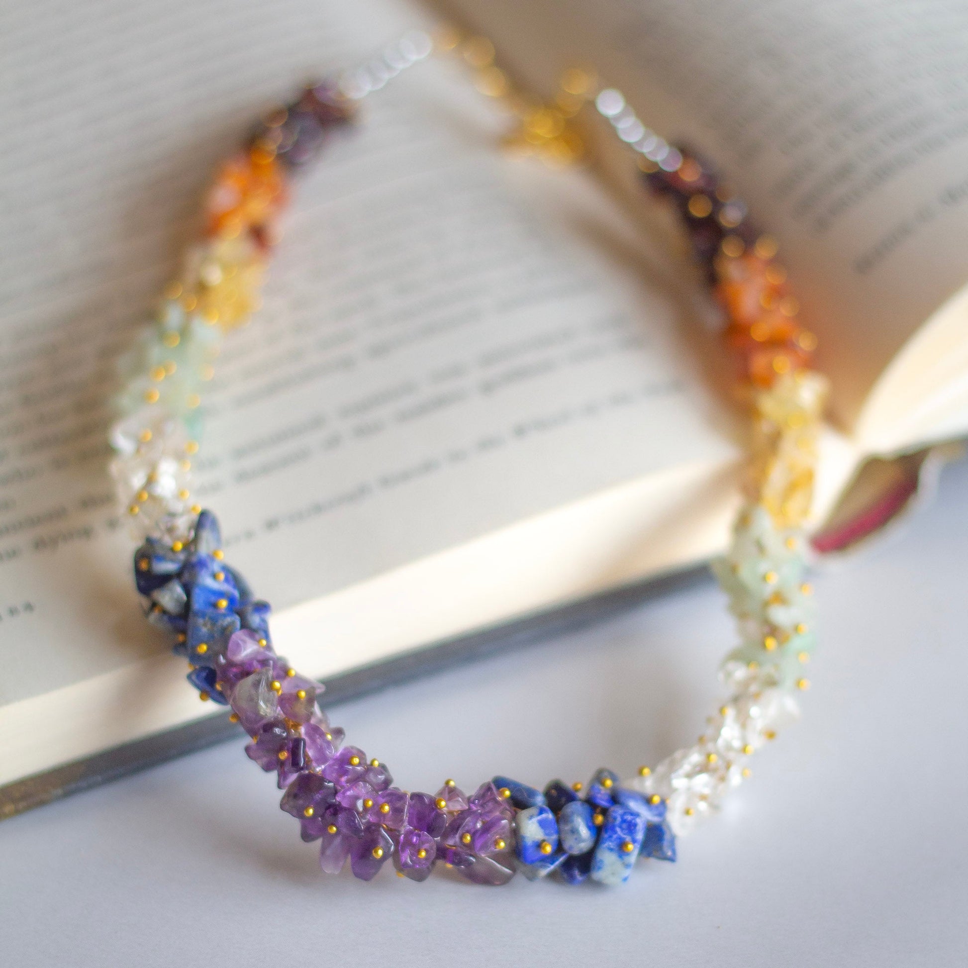 Seven Chakra Crystal Chips Necklace Jewellery