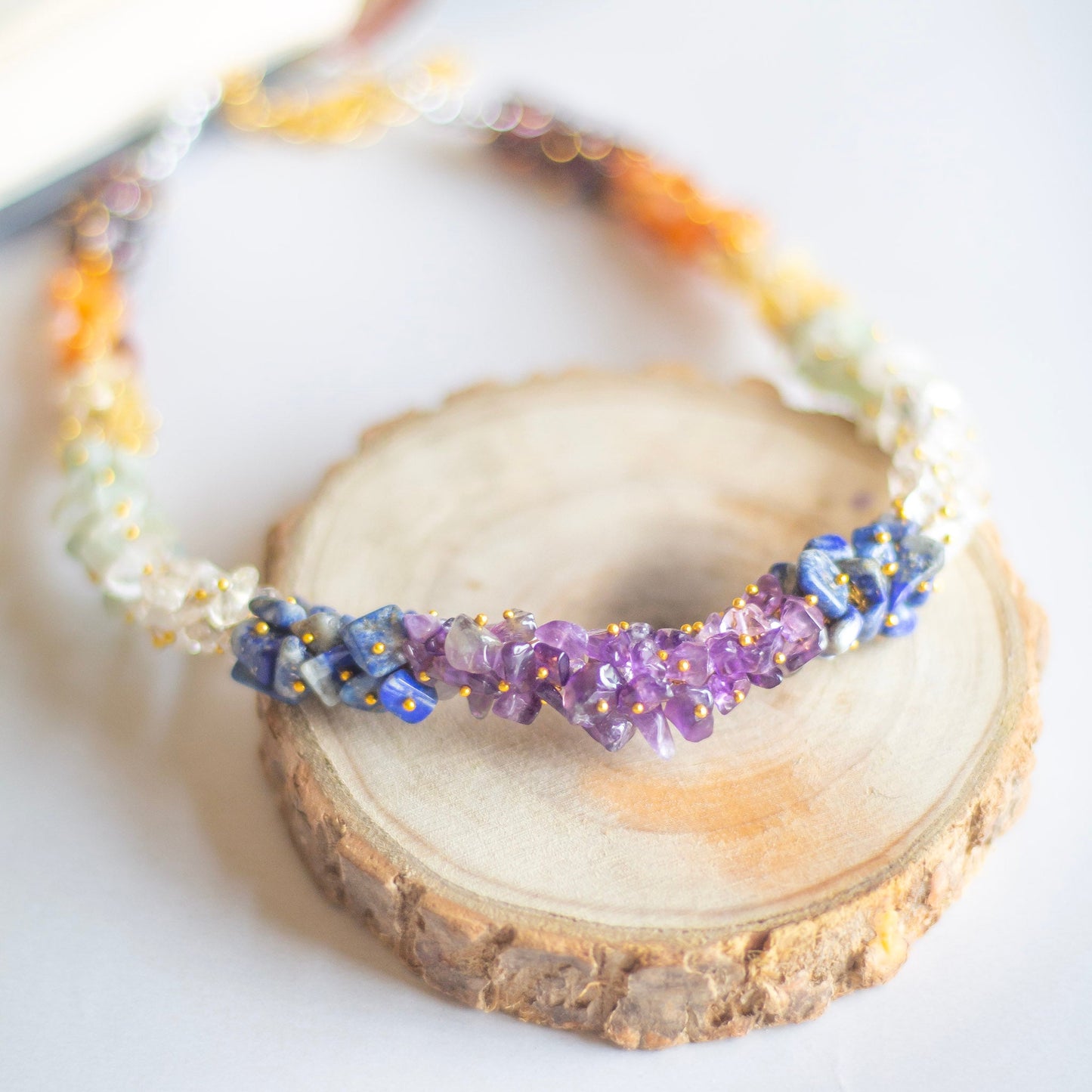 Seven Chakra Crystal Chips Necklace Jewellery