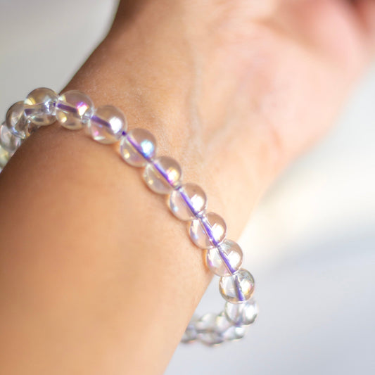 Angel Aura Quartz Bead Bracelet - 8Mm | Peace & Purification Crystal Stones