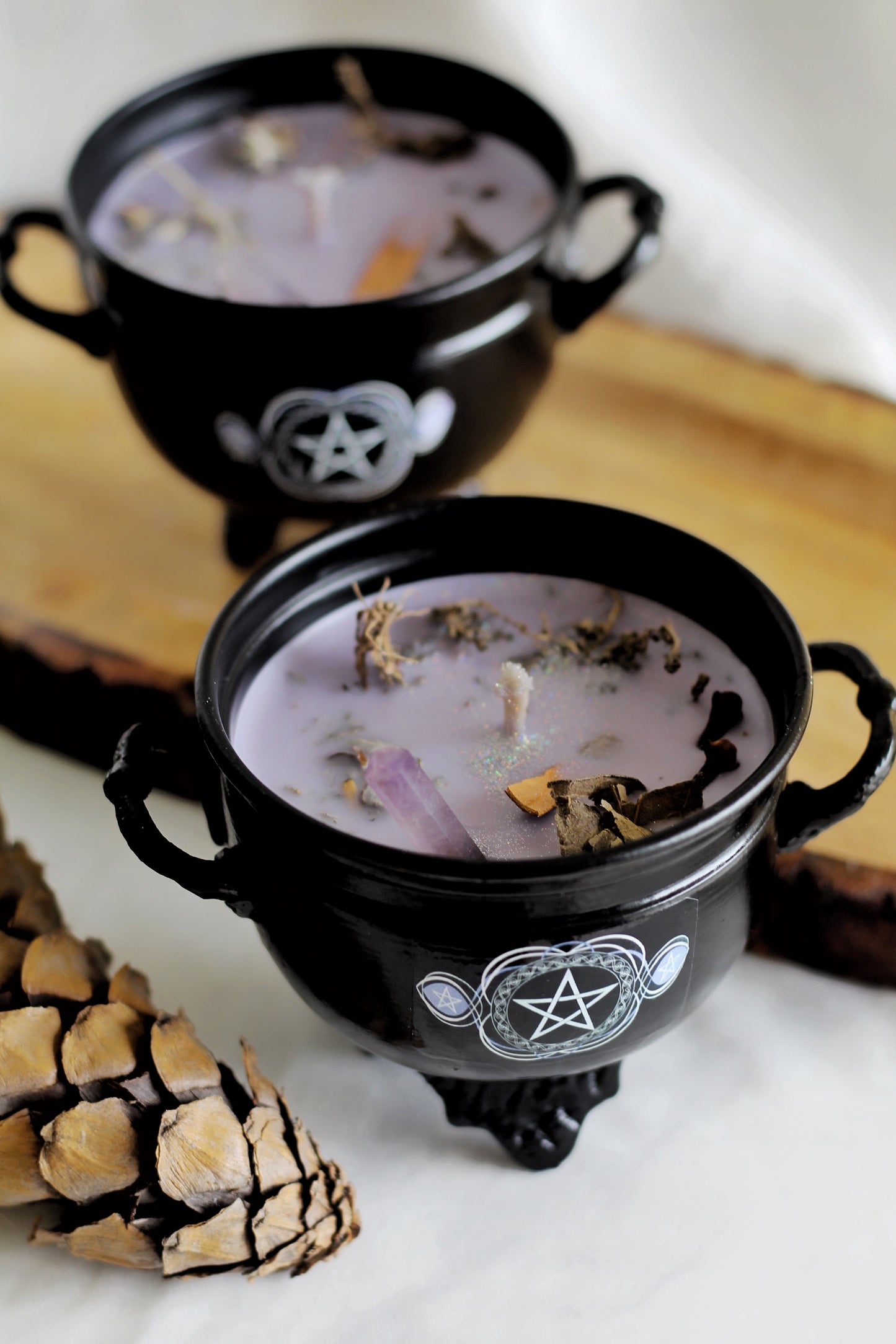 Cleansing & Purification Pentacle Print Cauldron Candle