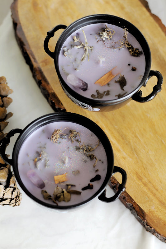 Cleansing & Purification Pentacle Print Cauldron Candle