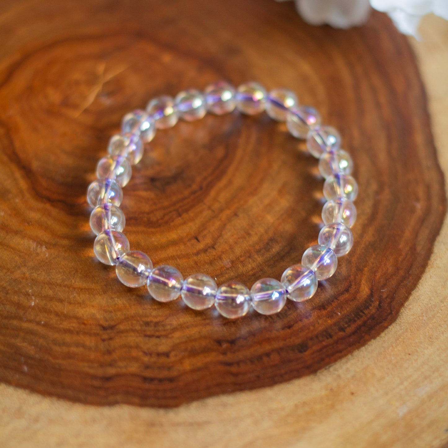 Angel Aura Quartz Bead Bracelet - 8Mm | Peace & Purification Crystal Stones