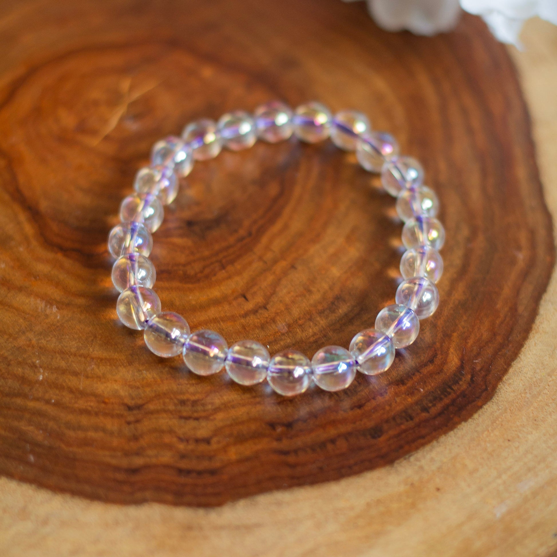 Angel Aura Quartz Bead Bracelet - 8Mm | Peace & Purification Crystal Stones