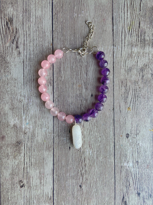 Bracelet Associated To Self Love Insight & Balancing Crown Chakra Crystal Stones