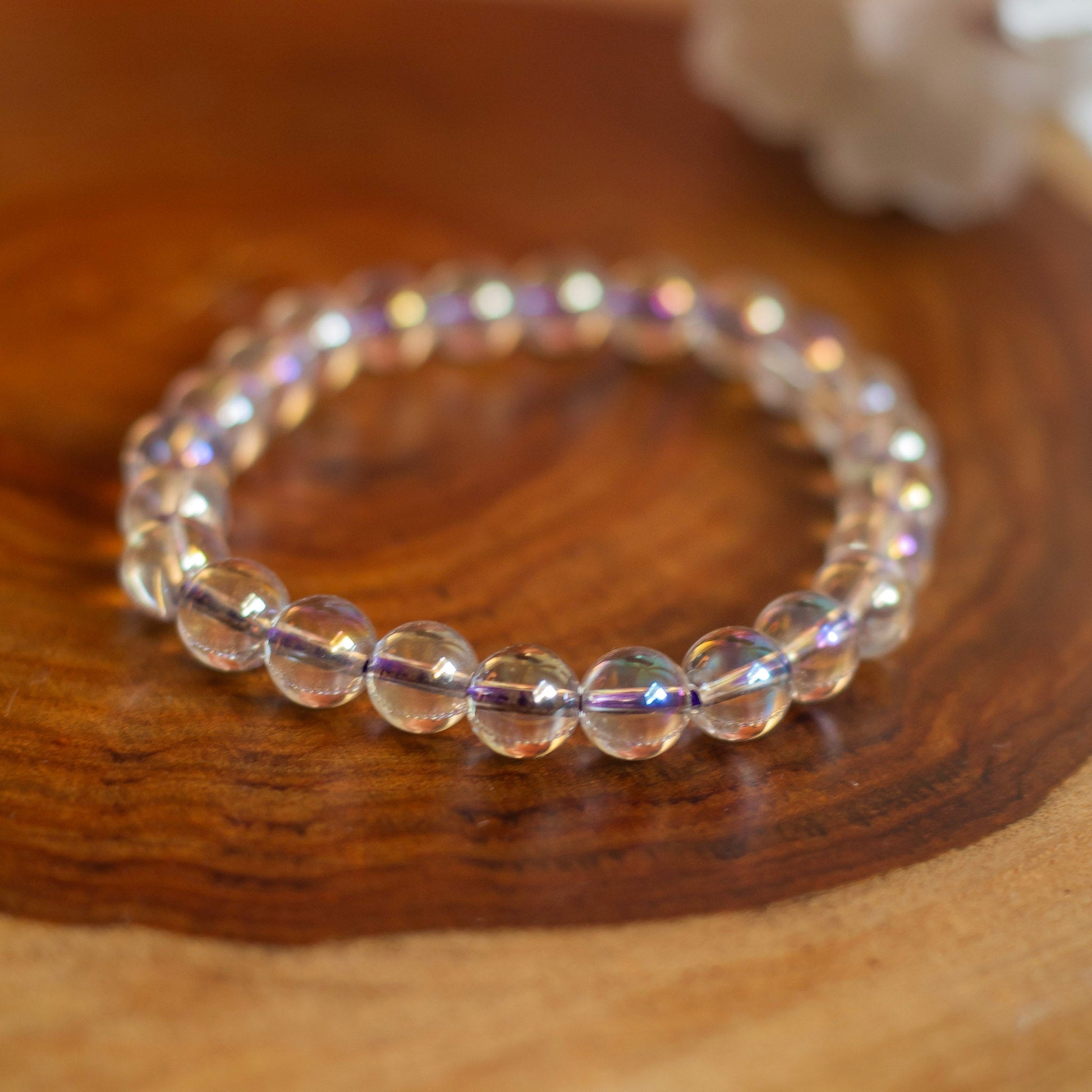 Angel Aura Quartz Bead Bracelet - 8Mm | Peace & Purification Crystal Stones