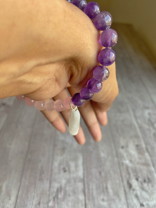 Bracelet Associated To Self Love Insight & Balancing Crown Chakra Crystal Stones