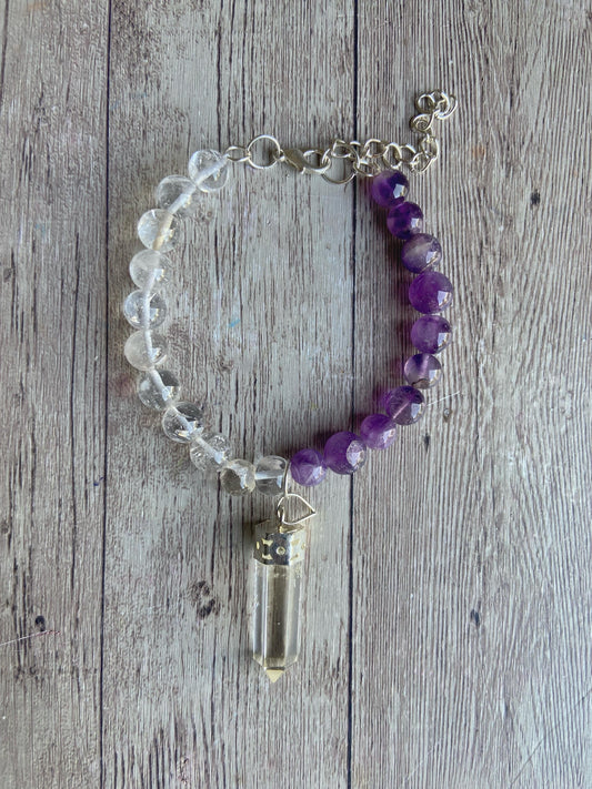 Bracelet Associated To Amplify Insight & Balancing Crown Chakra Crystal Stones