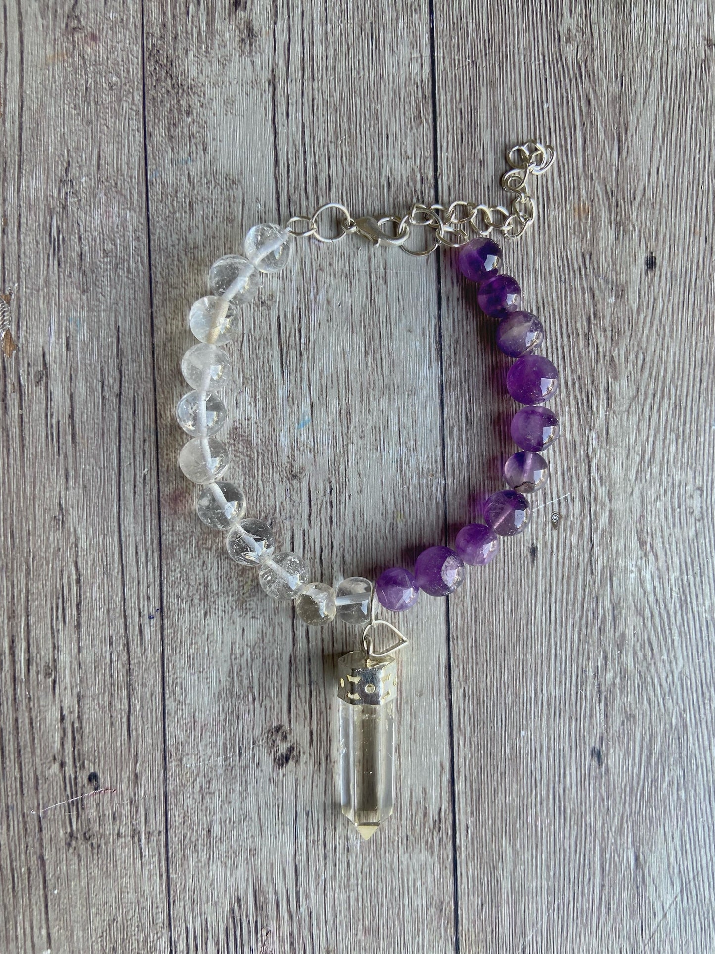 Bracelet Associated To Amplify Insight & Balancing Crown Chakra Crystal Stones