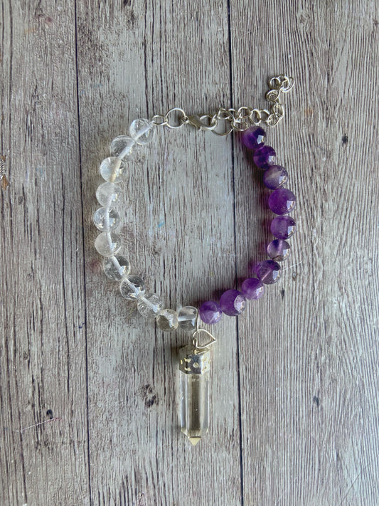 Bracelet Associated To Amplify Insight & Balancing Crown Chakra Crystal Stones