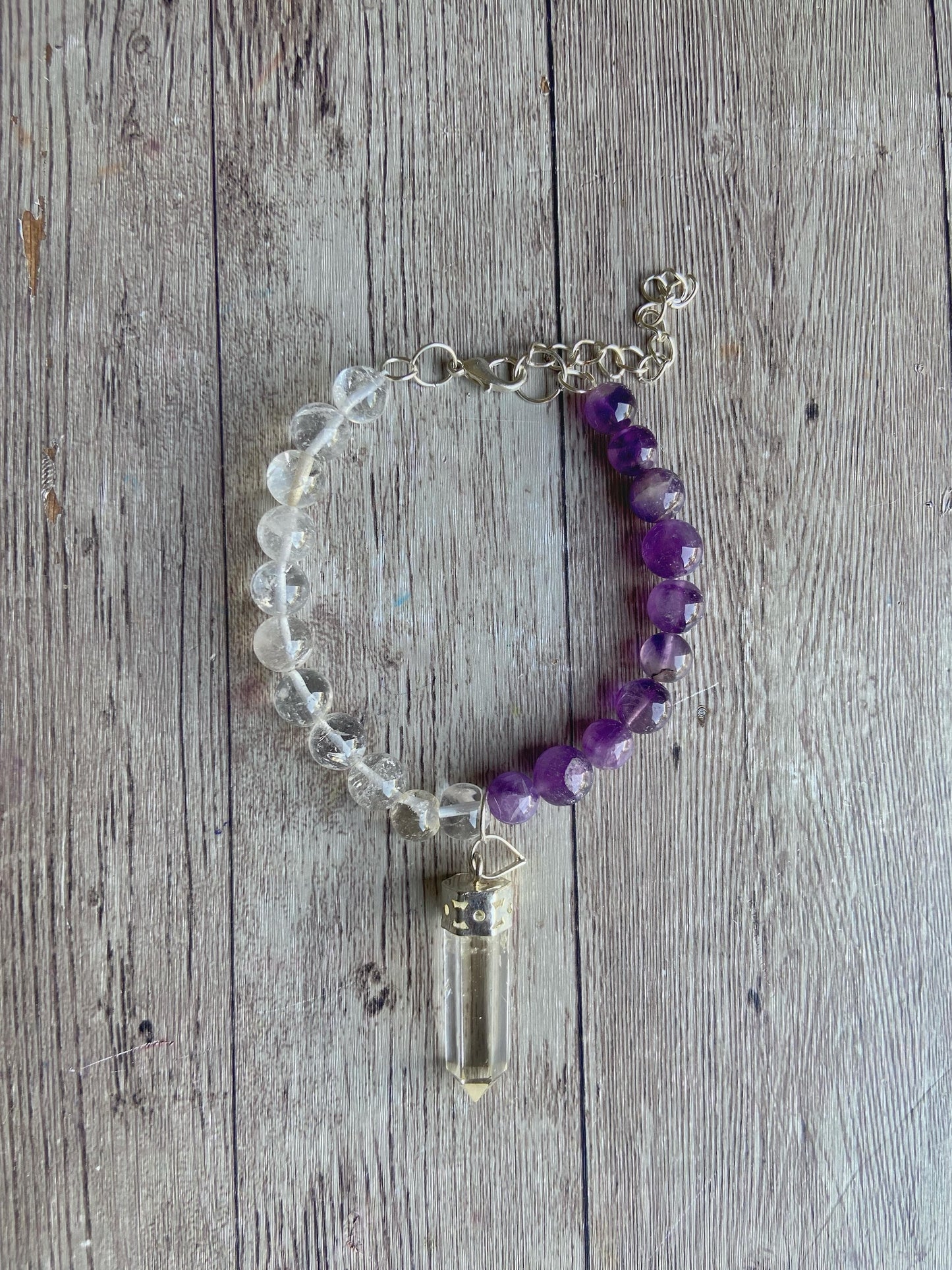 Bracelet Associated To Amplify Insight & Balancing Crown Chakra Crystal Stones