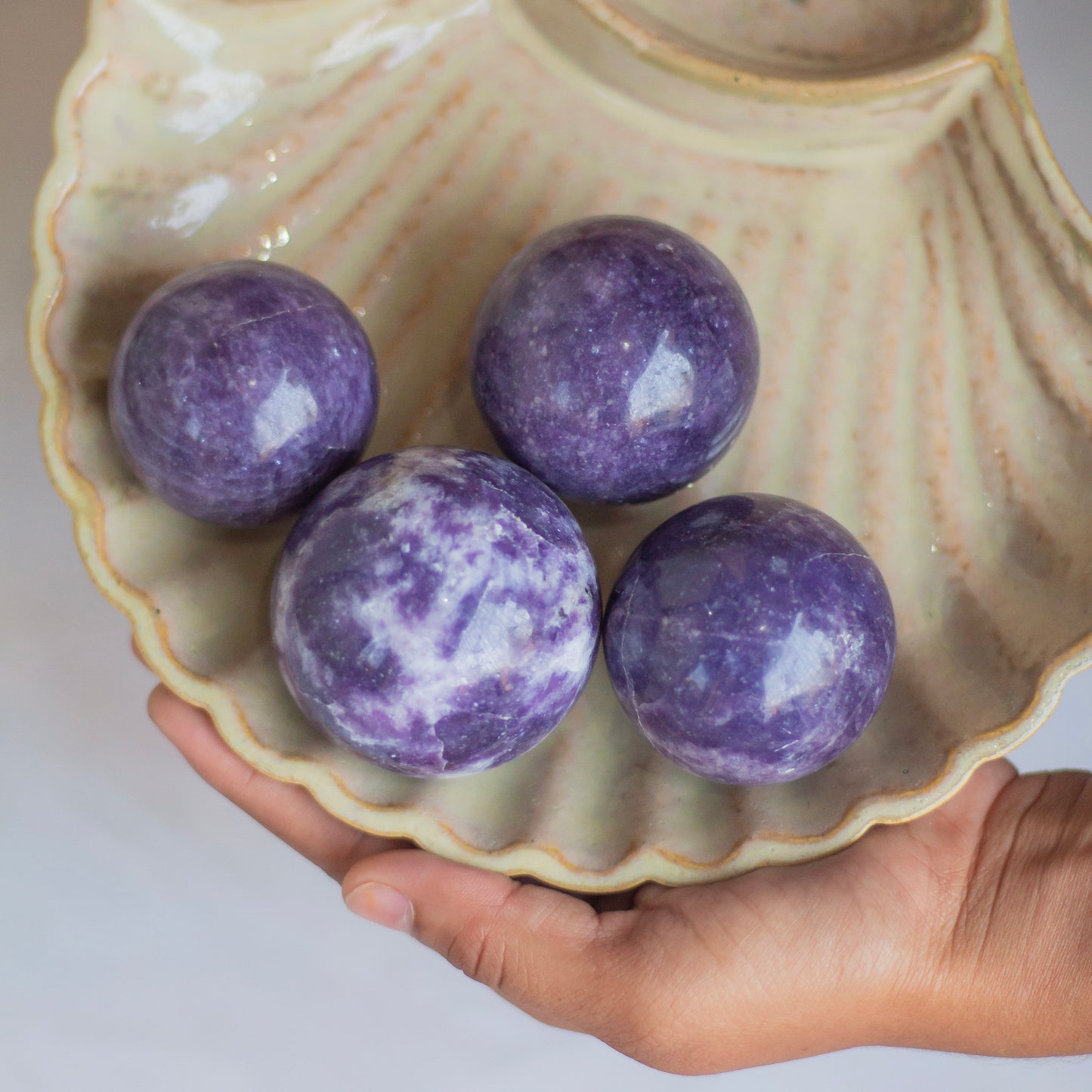 Lepidolite Spheres | Clear Blockages of Heart Chakra & Third eye Chakra