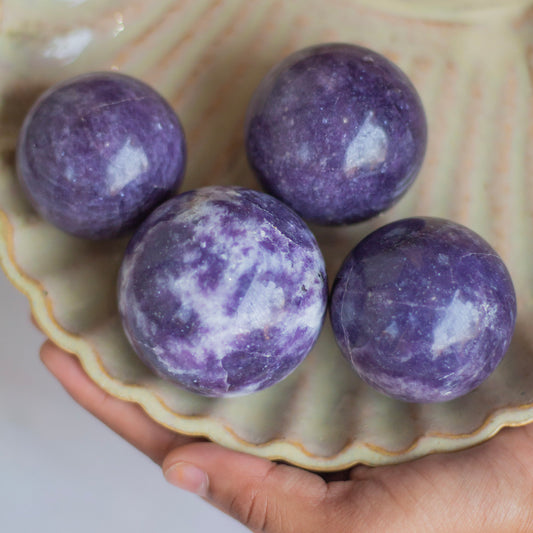 Lepidolite Spheres | Clear Blockages of Heart Chakra & Third eye Chakra