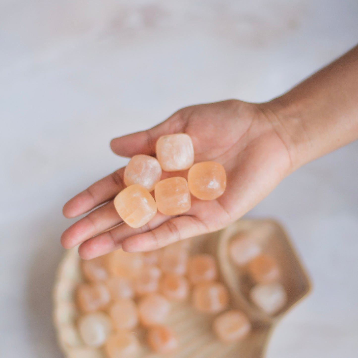Orange Selenite Tumble Stone (Satin Spar Selenite)  | Higer Grounding & Protection