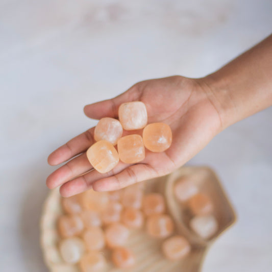 Orange Selenite Tumble Stone (Satin Spar Selenite)  | Higer Grounding & Protection