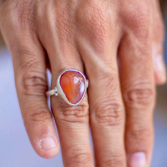 Orange Carnelian fine Silver Ring | Opportunities & Courage
