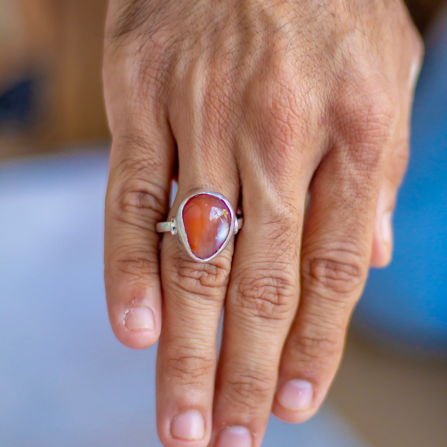 Orange Carnelian fine Silver Ring | Opportunities & Courage