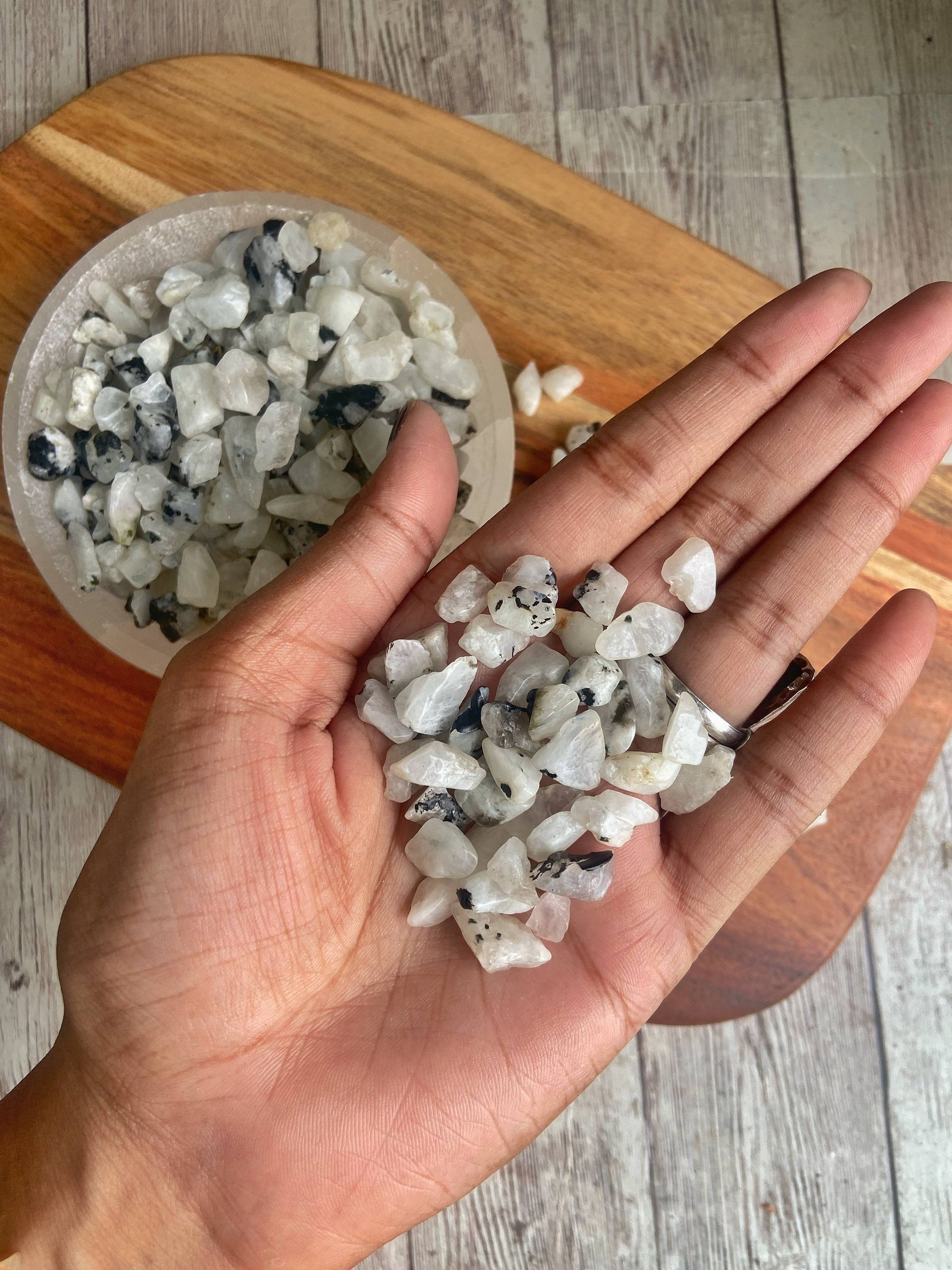 Rainbow Moonstone Chips - 50 Gm Crystal & Stones