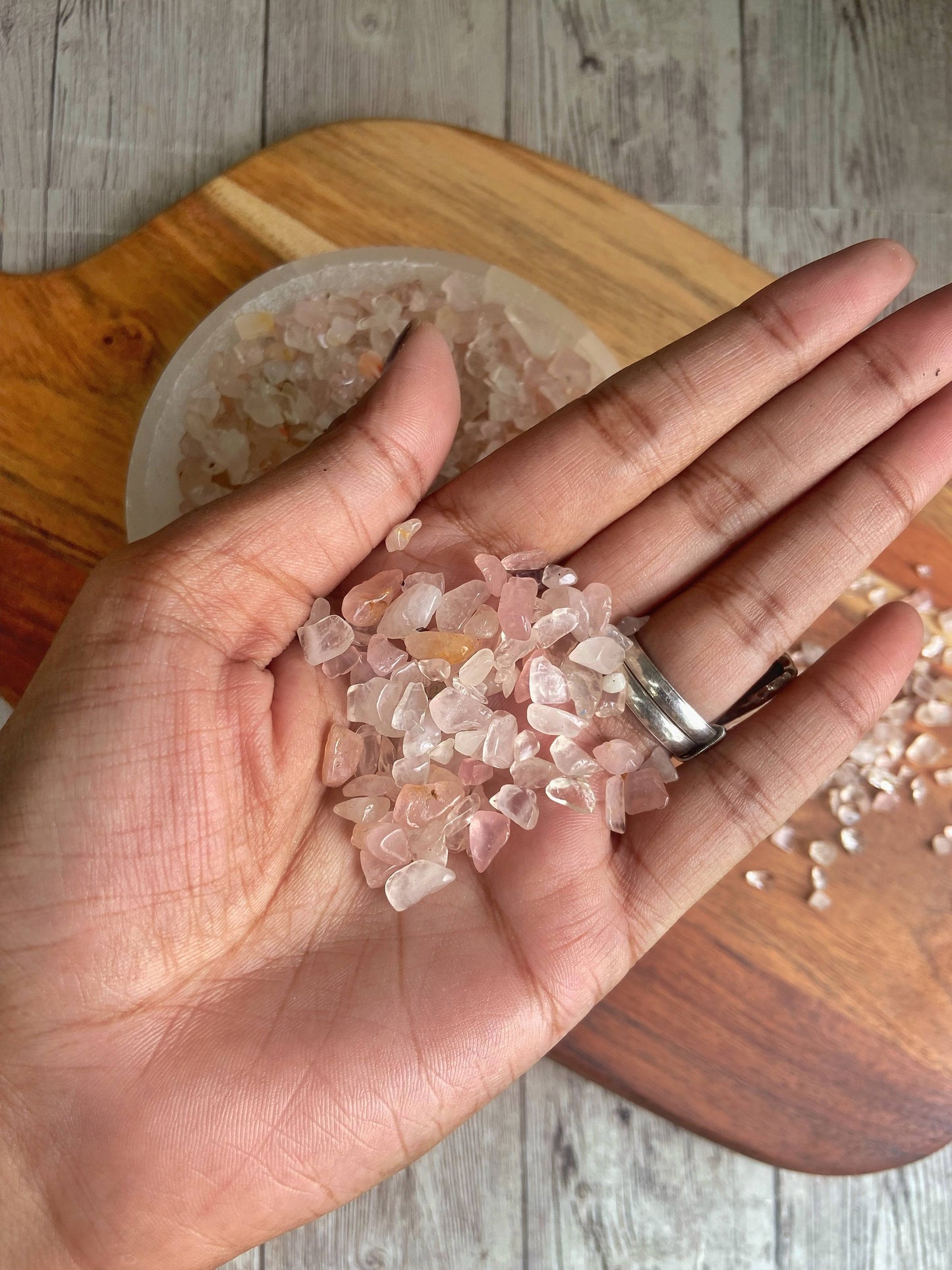 Rose Quartz Chips - 50 Gm Crystal & Stones
